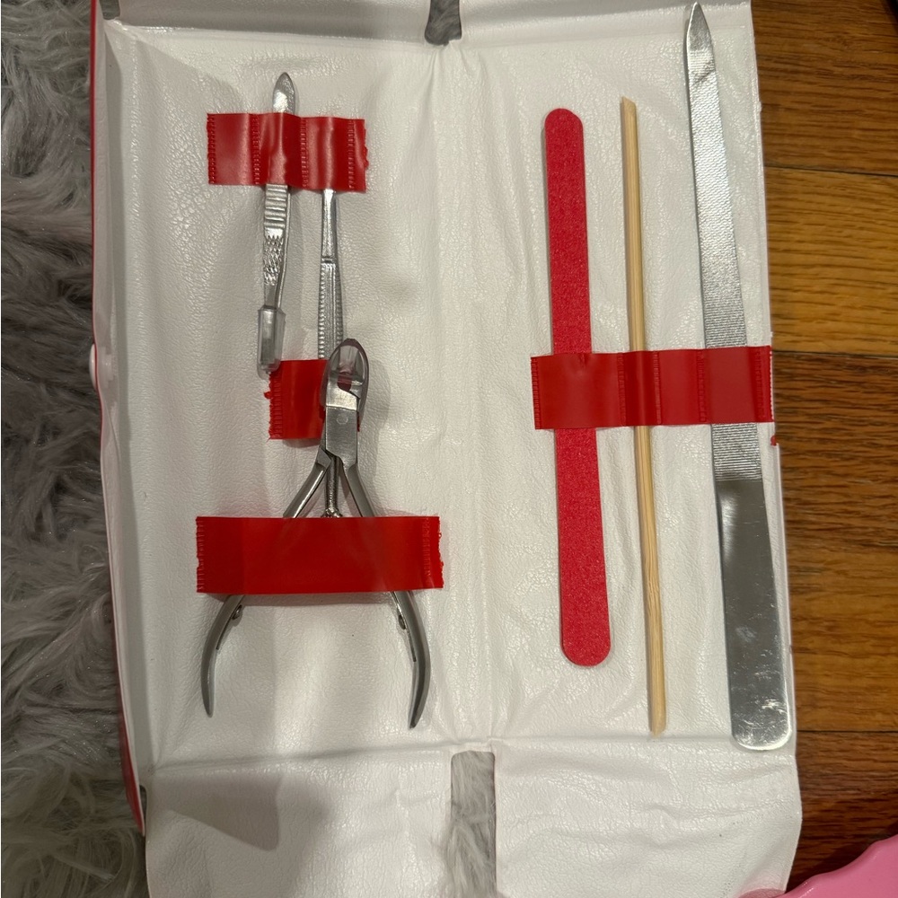Manicure Set with Red and Silver Tools